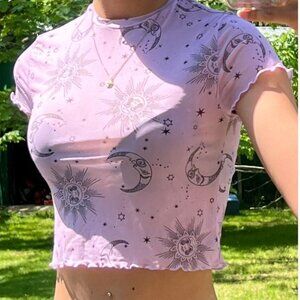 Women's Purple and Black Crop-top